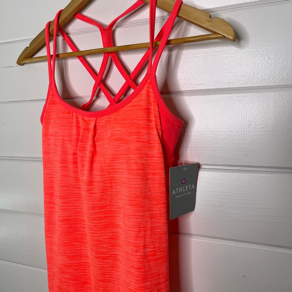 Athleta Energize Tank Top Built In Sports Bra Striped Strappy Scoop Neck‎ XXS - Picture 3 of 6